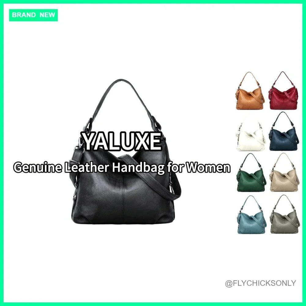 Large Genuine Leather Hobo Crossbody Bag with Top Handle Travel Purse